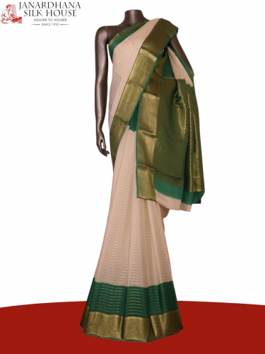 Pure Contrast Mysore Crepe Silk Saree